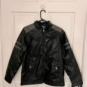 Black and Gray Leather Jacket